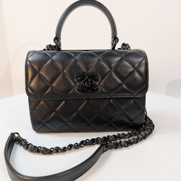 Chanel So Black Quilted Mini Trendy Top Handle Flap Bag - Picture 16 of 16